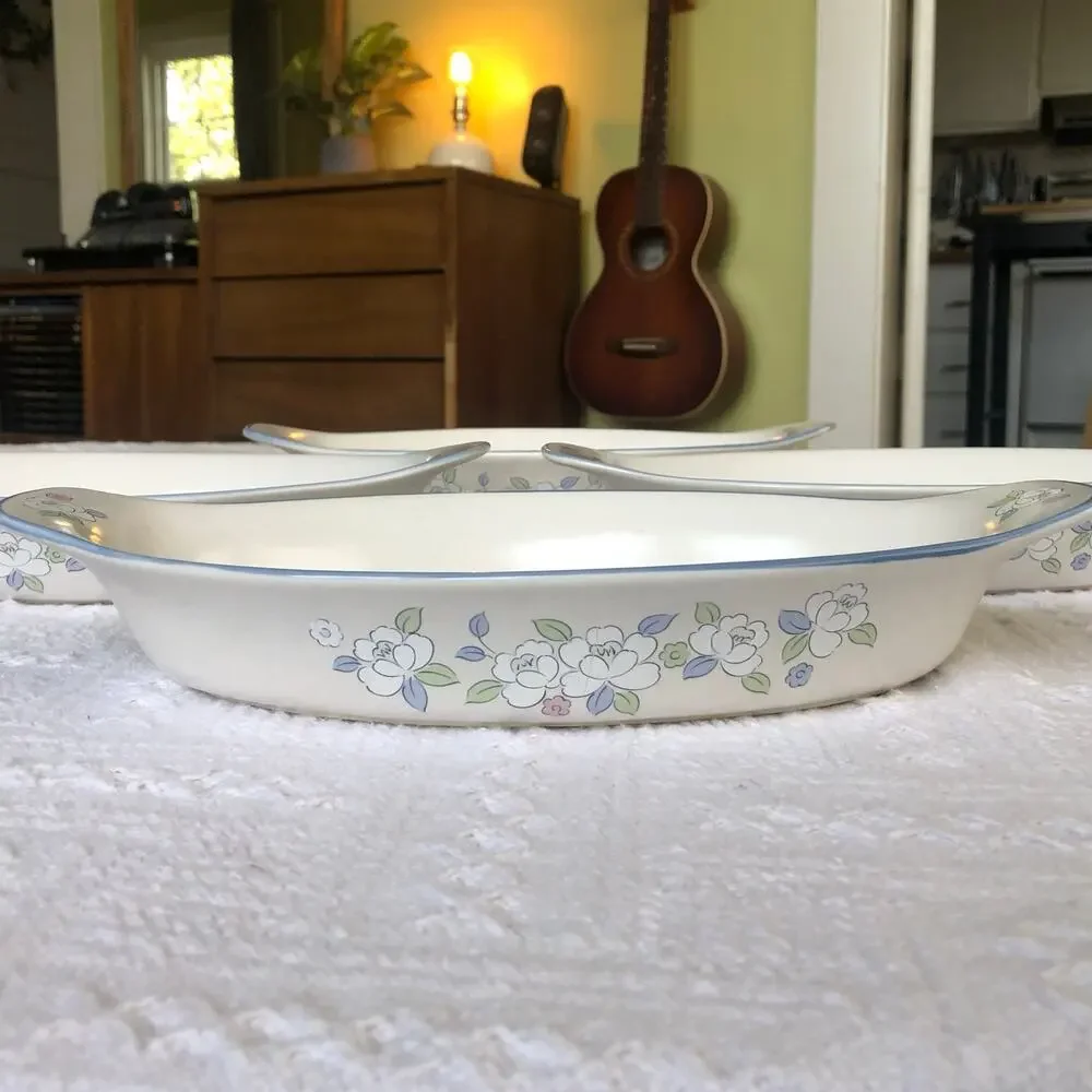 VTG Chantilly Floral‎ Casserole Serving Dish Japan Hand Painted Set of 5 Cottage